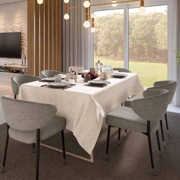 Toalha De Mesa Teka Champanhe Magnum 6 Lugares 185 G/m² Marfim