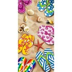 Toalha De Praia Buettner Veludo Estampada Chinelos Bege