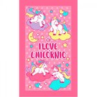 Toalha De Praia Buettner Veludo Estampada Unicórnio Rosa