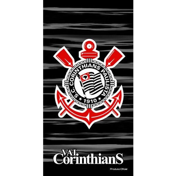 Toalha De Praia Buettner Veludo Estampado Brasão Corinthians