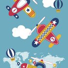 Toalha De Praia - Infantil - Aviões - Aveludada - 100% Algodã