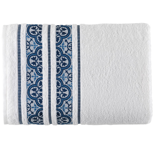 Toalha De Rosto Coimbra 49x70cm - Karsten - Branco / Azul
