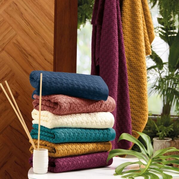 Toalha De Rosto Felpuda Teka Solare Azul Cobalto 500g/m²