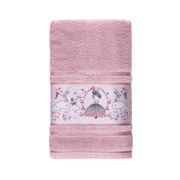 Toalha de Rosto Infantil Rosa Menina Malu Karsten 49x70cm