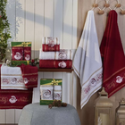 Toalha Lavabo Jacquard Natalina Papai Noel Laca 32 X 45cm