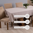 Toalha Mesa Breeze 8 Lugares Oxford Xadrez Marrom