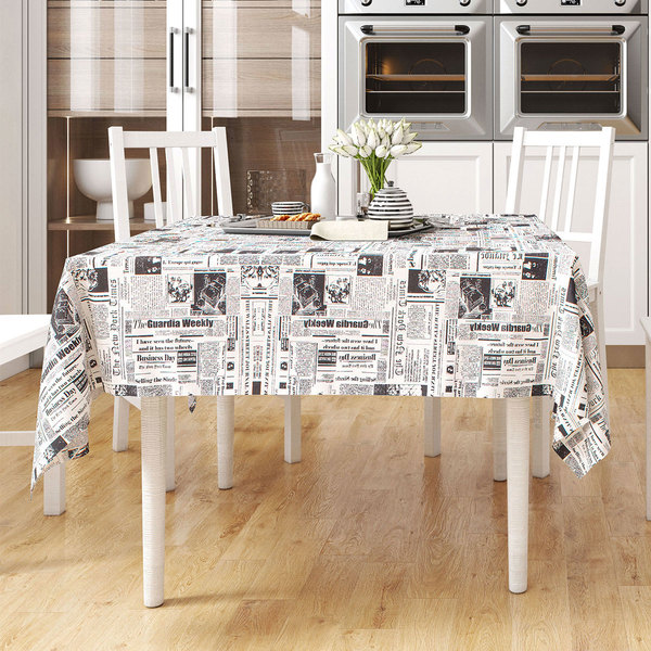 Toalha Mesa Estampada Jornal Quadrada 1,40m X 1,40m Tecido Ja