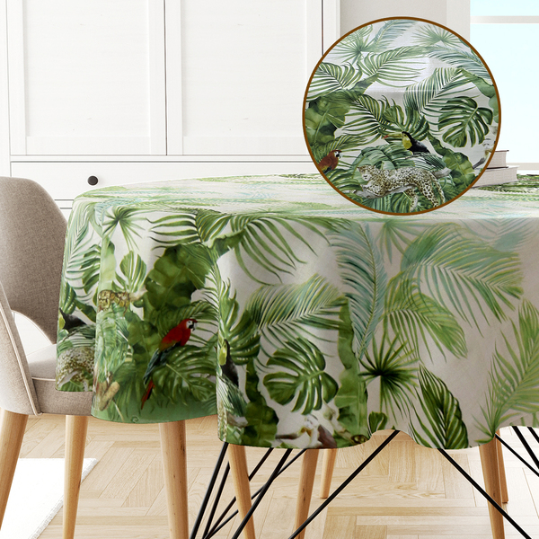 Toalha Mesa Plástica Térmica Amazônia 4 Lugares Redonda 1,38