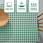 Toalha Mesa Plástica Térmica Xadrez Verde 4 Lugares Redonda