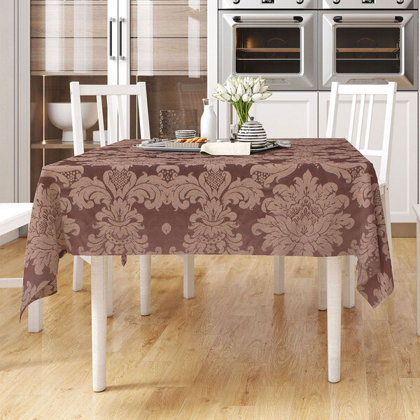 Toalha Mesa Tabaco Medalhão Quadrada 1,40m X 1,40m Tecido Jac