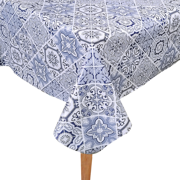 Toalha Mesa Térmica Impermeável Pvc Azulejo Azul  1,40x1,80