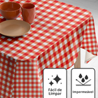 Toalha Mesa Térmica Impermeável Xadrez Vermelha Redonda 1,38