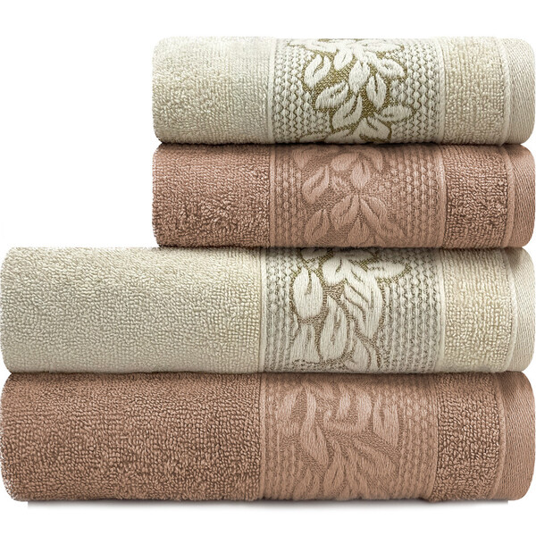 Toalhas De Banho E Rosto 100 Algodão Kit Com 4 Peças Karsten