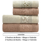 Toalhas De Banho E Rosto 100 Algodão Kit Com 4 Peças Karsten