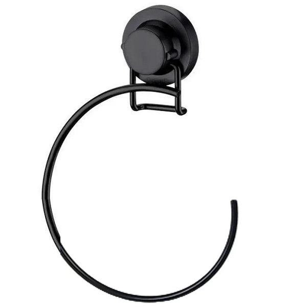 Toalheiro Argola 18 Cm Com Ventosa Preto Fosco Future