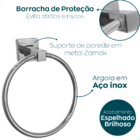 Toalheiro Cromado Porta Toalha De Rosto Redondo Metal Argola