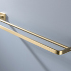 Toalheiro De Banho Dourado Fosco Mod. Quadrado Barra Dupla Em