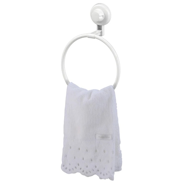 Toalheiro De Parede Argola 18cm Com Fixação Por Ventosa Branco