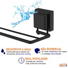 Toalheiro Duplo 45cm Fixação Por Ventosa Preto Fosco Aço Carb