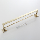Toalheiro Duplo Banheiro 61cm Porta Toalhas Dourado Aço Inox