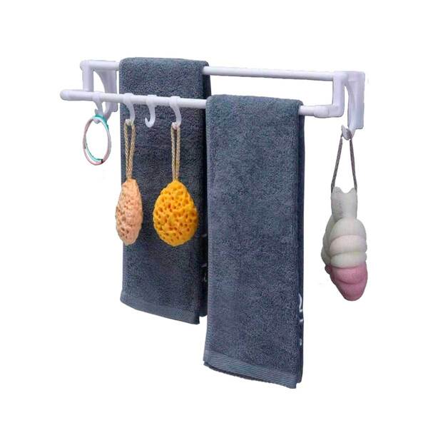 Toalheiro Duplo Com Ganchos Cozinha / Banheiro - Branco