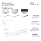Toalheiro Duplo Para Banheiro Alto Brilho Atenas Grego Metal