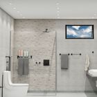 Toalheiro Duplo Para Banheiro Preto Fosco Atenas Grego Metal