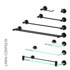 Toalheiro Duplo Para Banheiro Preto Fosco Atenas Grego Metal