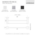 Toalheiro Duplo Para Banheiro Preto Fosco Atenas Grego Metal