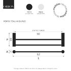 Toalheiro Duplo Para Banheiro Preto Fosco Orion Grego Metal 5