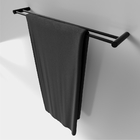 Toalheiro Duplo Para Banheiro Preto Fosco Orion Grego Metal 7