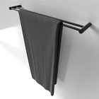 Toalheiro Duplo Para Banheiro Preto Fosco Orion Grego Metal 7