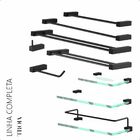 Toalheiro Duplo Para Banheiro Preto Fosco Troia Grego Metal 5