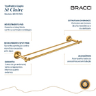 Toalheiro Duplo St. Claire Dourado Escovado