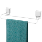 Toalheiro Duplo Suporte Toalha 45cm Banho Ventosa Aço Epóxi B