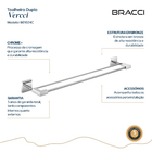 Toalheiro Duplo Vercci Cromado