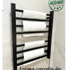 Toalheiro Elétrico Térmico Inox 304 Preto Fosco Timer Digital