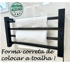 Toalheiro Elétrico Térmico Inox 304 Preto Fosco Timer Digital