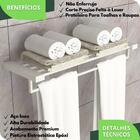 Toalheiro Hotel De Parede Porta Toalha Duplo Branco Master