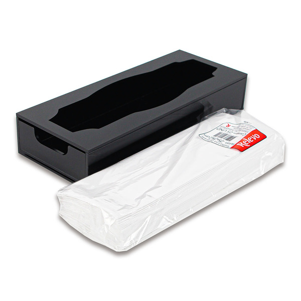 Toalheiro Lavabo Clássico Acrílico Preto + 25 Toalhas Relevo