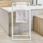 Toalheiro Metal Porta Toalha Banheiro Barra Tripla Kuno Branco