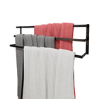 Toalheiro Parede Banheiro Porta Toalha Triplo 60cm Preto