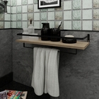 Toalheiro Prateleira Lavabo Toalha Banho Rosto Design Preto