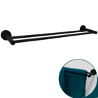 Toalheiro Preto Fosco Porta Toalha De Banho Barra Dupla 60cm