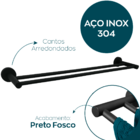 Toalheiro Preto Fosco Porta Toalha De Banho Barra Dupla 60cm