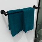 Toalheiro Preto Fosco Porta Toalha De Banho Barra Dupla 60cm