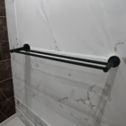 Toalheiro Preto Fosco Porta Toalha De Banho Barra Dupla 60cm