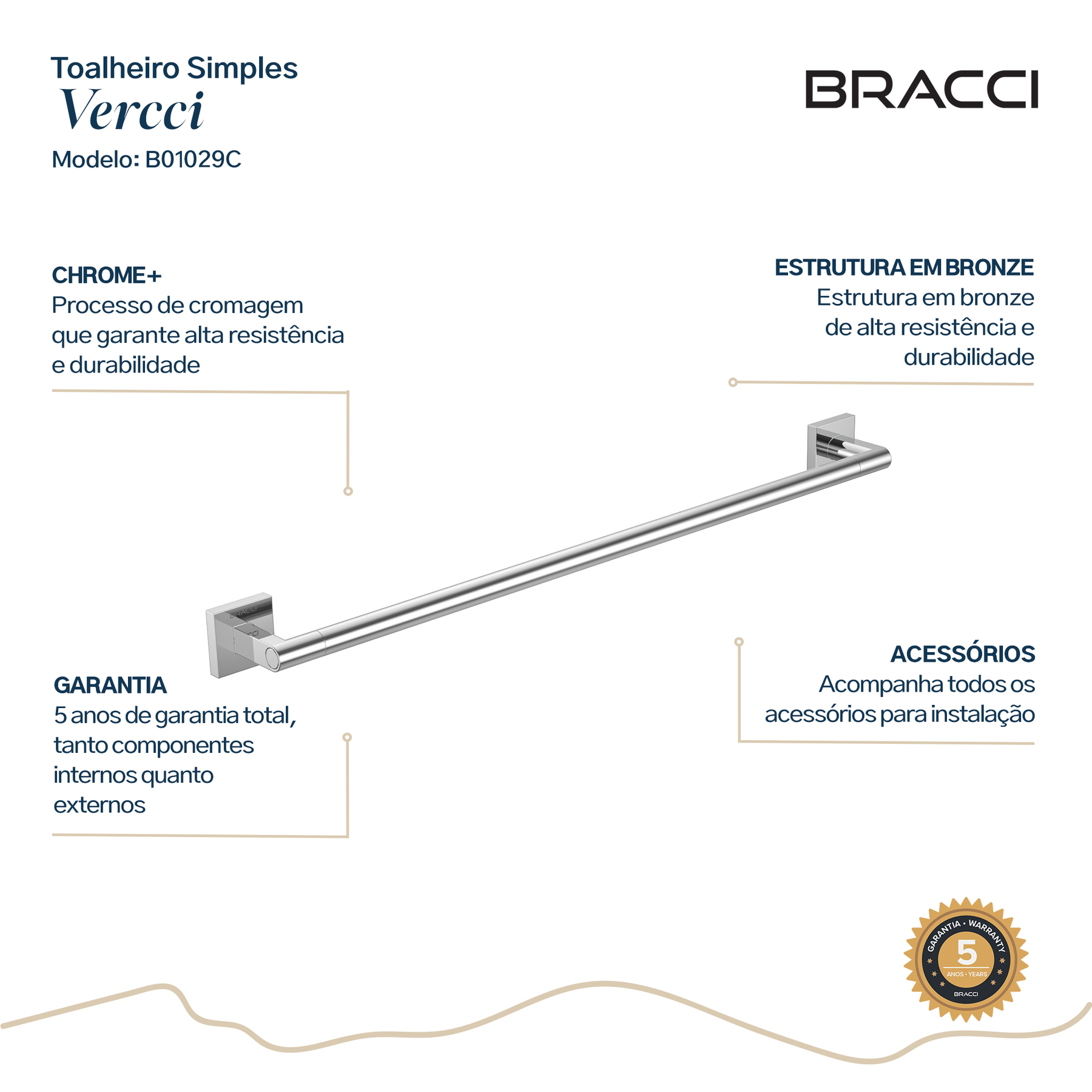 Toalheiro Simples Vercci | Leroy Merlin