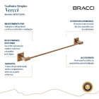 Toalheiro Simples Vercci Rose Escovado