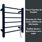 Toalheiro Térmico Concept Preto Fosco 220v - Fio Lado Direito